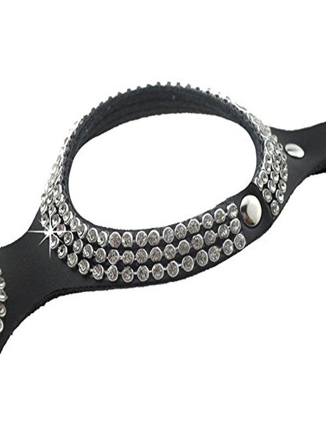 Futaba Pet Leather Bling Rhinestone Harness For Small Dogs - Medium - Black - Image 2